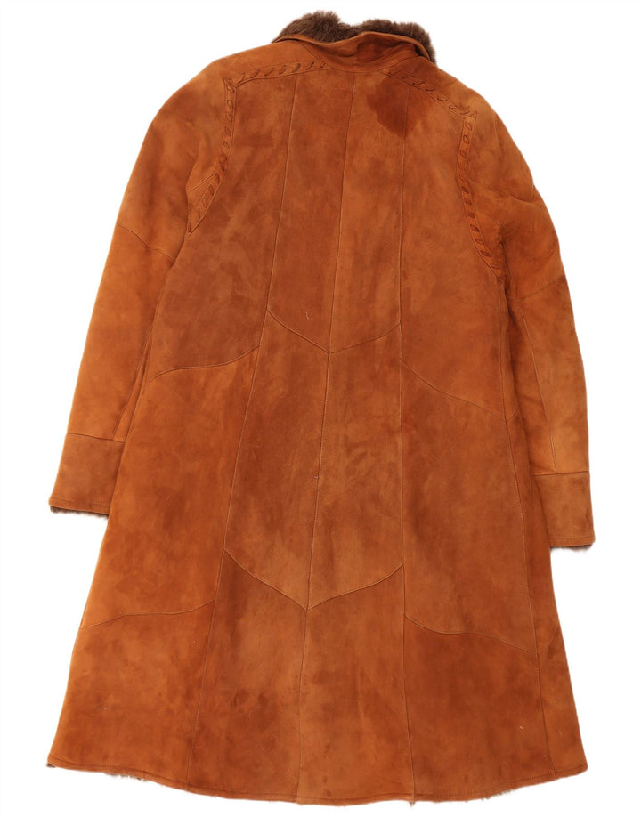 Cappotto in shearling vintage da donna dal taglio ampio IT 44 Marrone medio