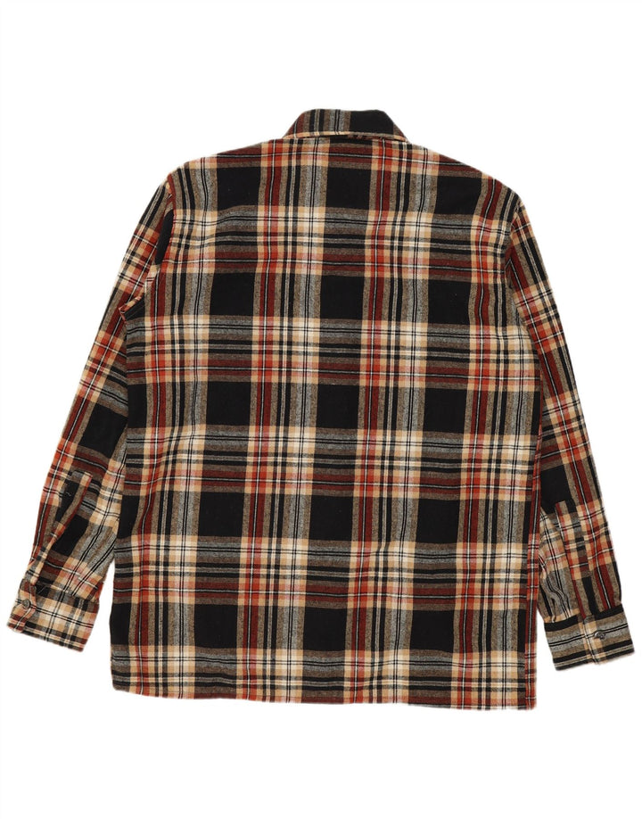 Camicia vintage da uomo in flanella taglia 39 poliacrilico a quadri multicolore medio