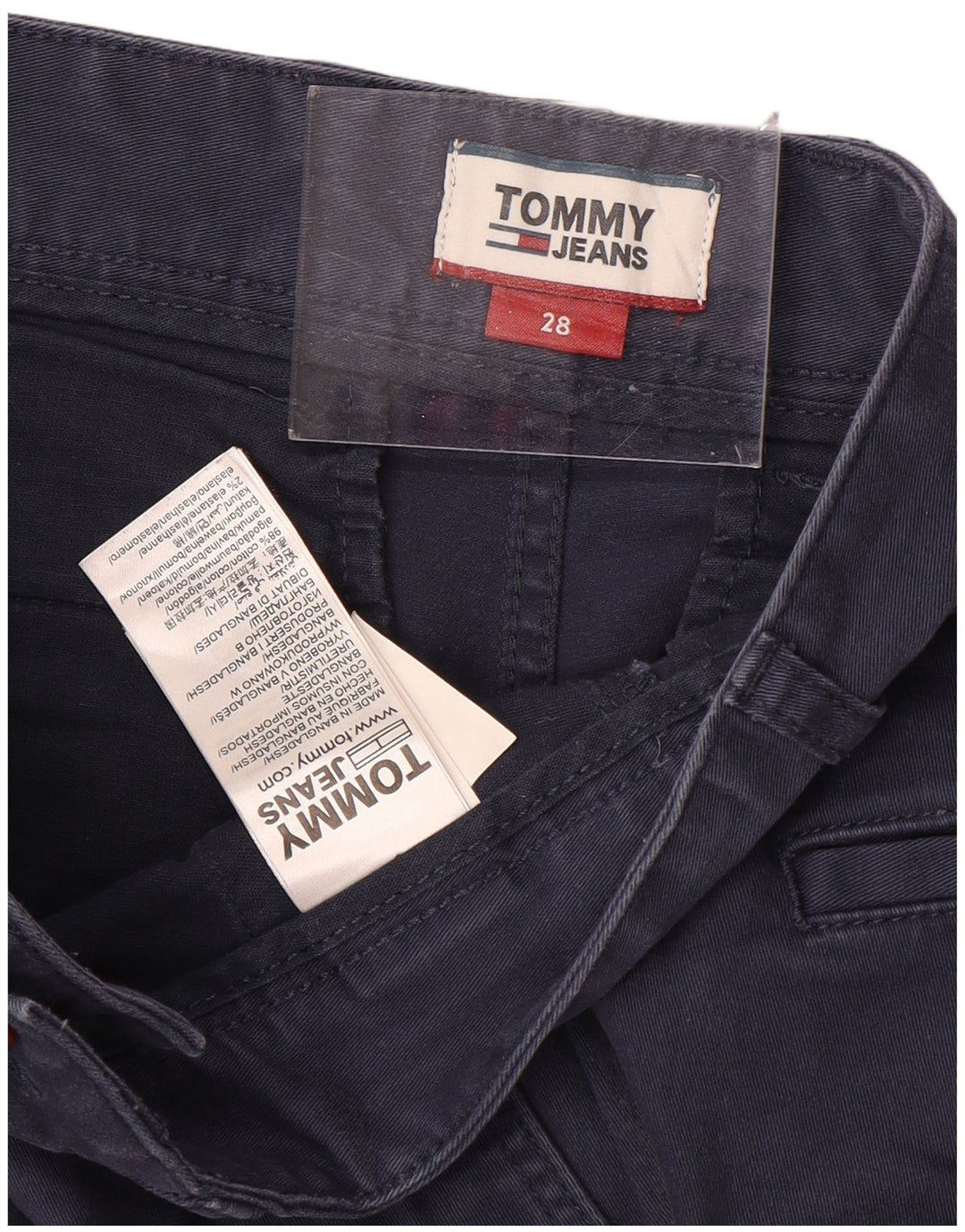 TOMMY HILFIGER Pantaloncini chino da uomo W28 piccoli in cotone blu navy