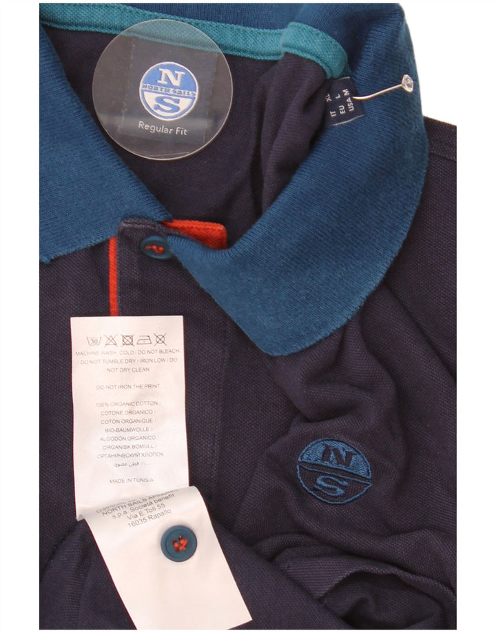 Polo a maniche lunghe da uomo North Sails a blocchi di colore blu navy medio