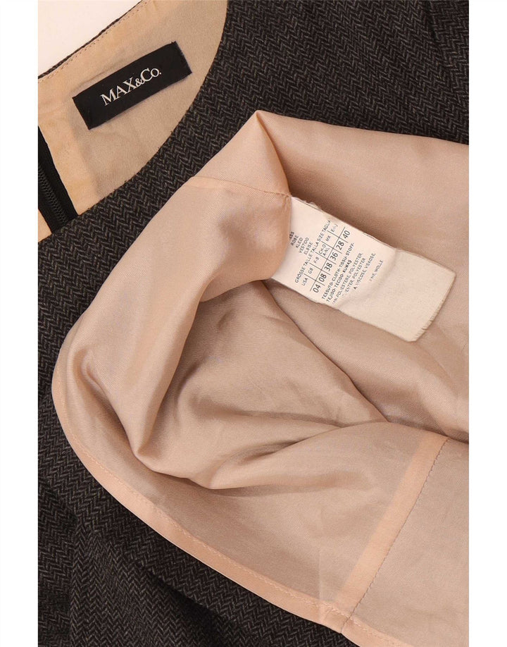 Max & Co. Abito tubino con maniche a 3/4 da donna UK 8 Piccolo grigio a spina di pesce