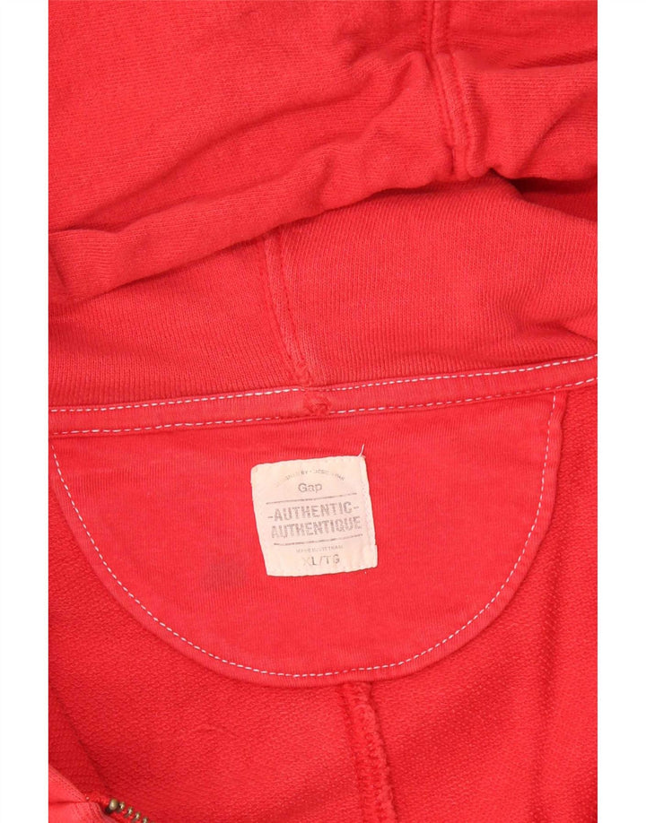 Felpa con cappuccio e zip grafica da uomo Gap XL in cotone rosso