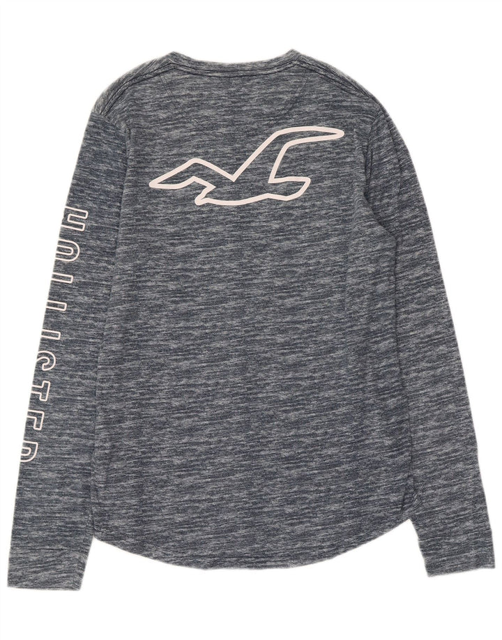 HOLLISTER Mens Graphic Top Long Sleeve Medium Blue Flecked Cotton