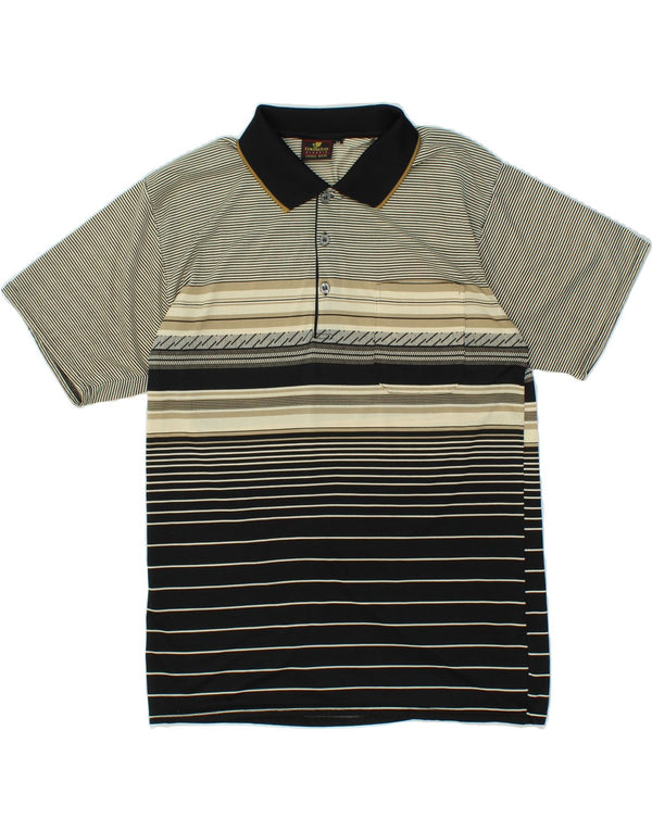 Polo da uomo VINTAGE in poliestere a righe grigio medio