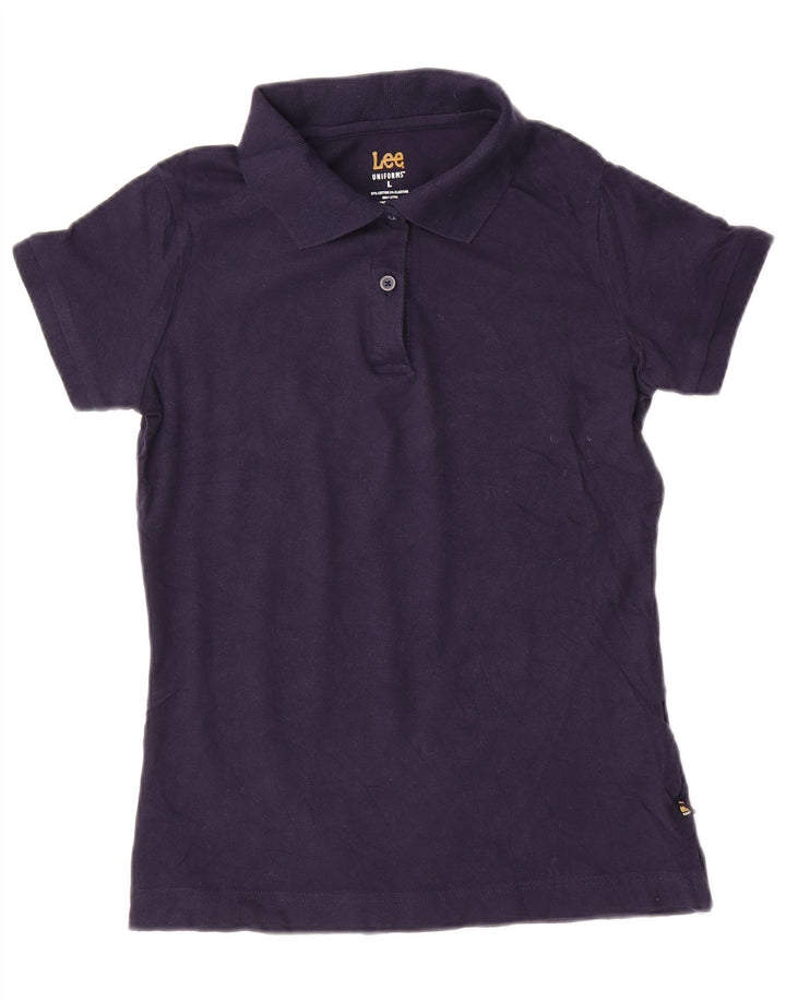 Polo da donna LEE UK 14 Large in cotone blu navy