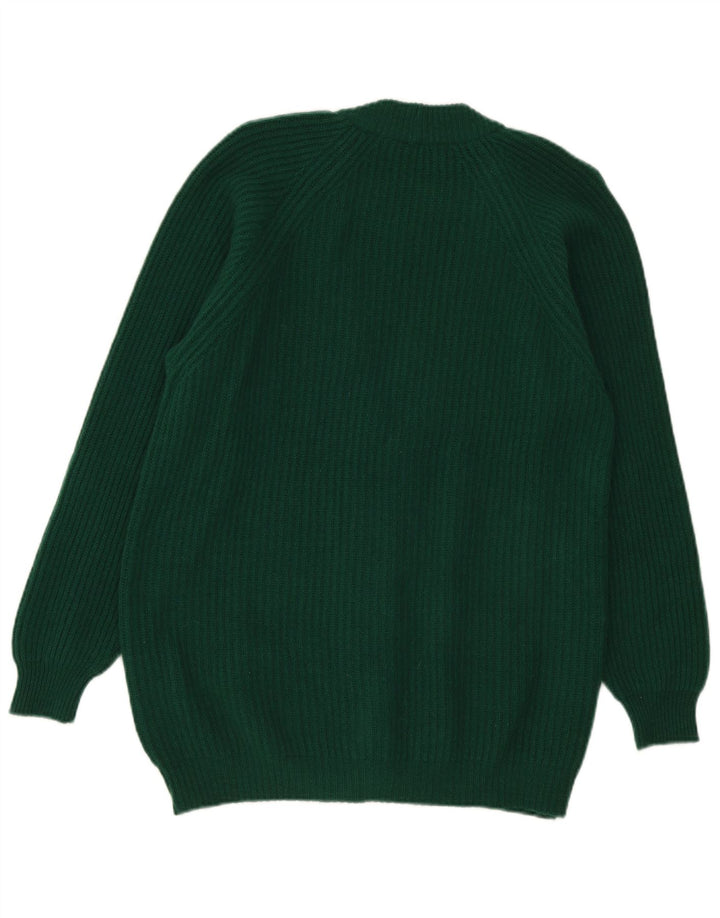 Maglione cardigan da donna vintage UK 16 grande lana verde