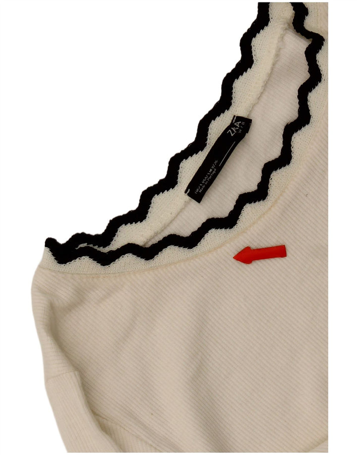 Top corto da donna Zara a maniche lunghe UK 8 Small bianco