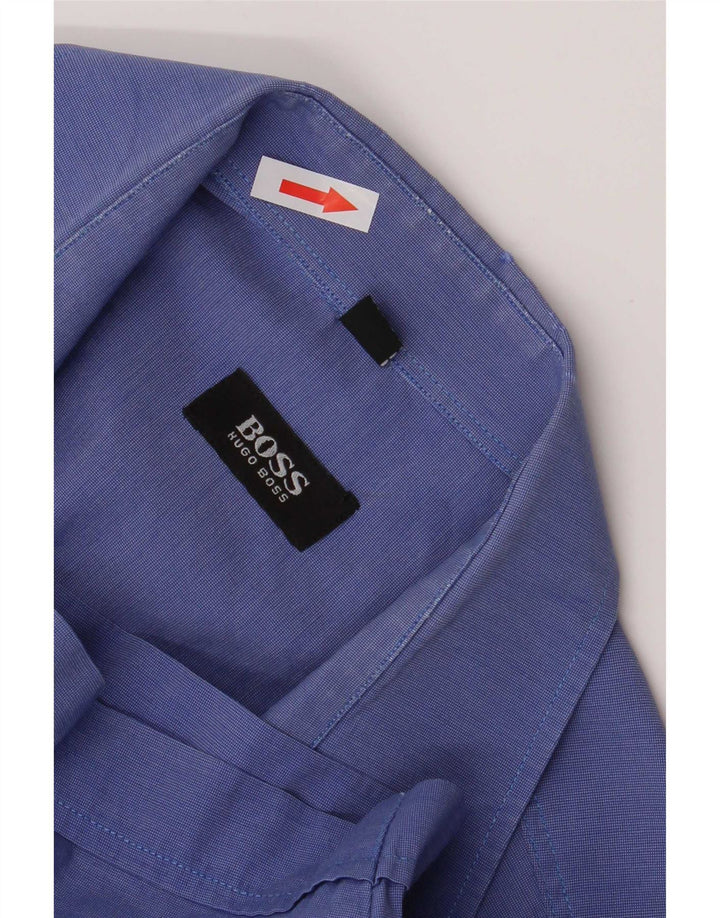 Camicia da uomo a maniche corte con vestibilità regolare Hugo Boss in cotone blu medio