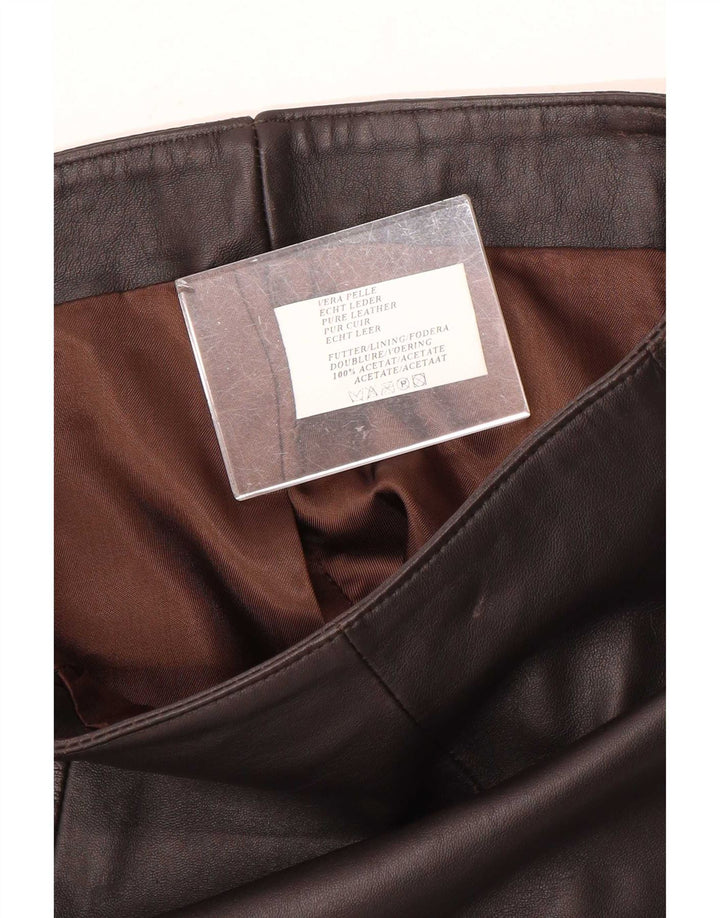 Minigonna in pelle vintage da donna IT 40 piccola W28 nera