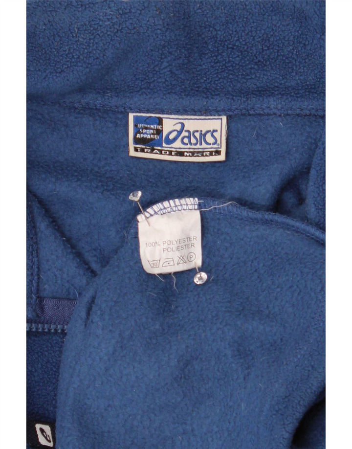 Maglione in pile da uomo Asics con zip e collo, grande, in poliestere blu navy