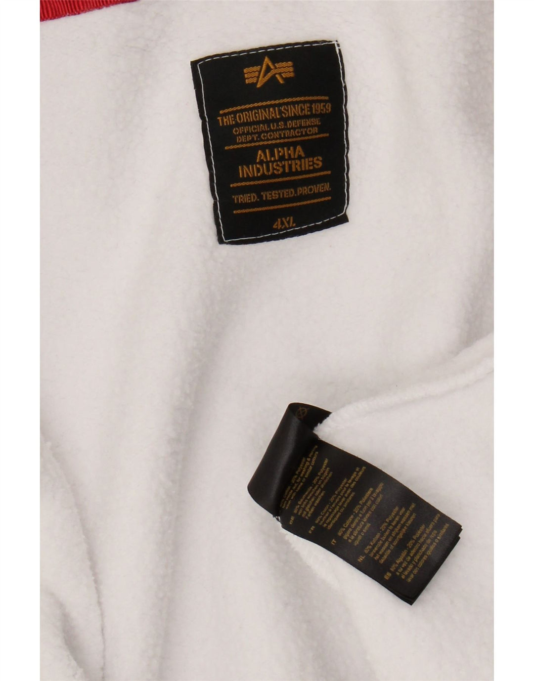 Maglione con cappuccio e zip grafica da uomo ALPHA INDUSTRIES 4XL cotone bianco