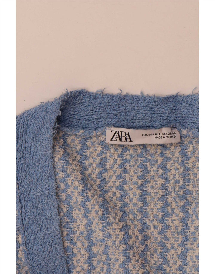 Maglione cardigan oversize da donna Zara UK 14 Cotone geometrico blu medio