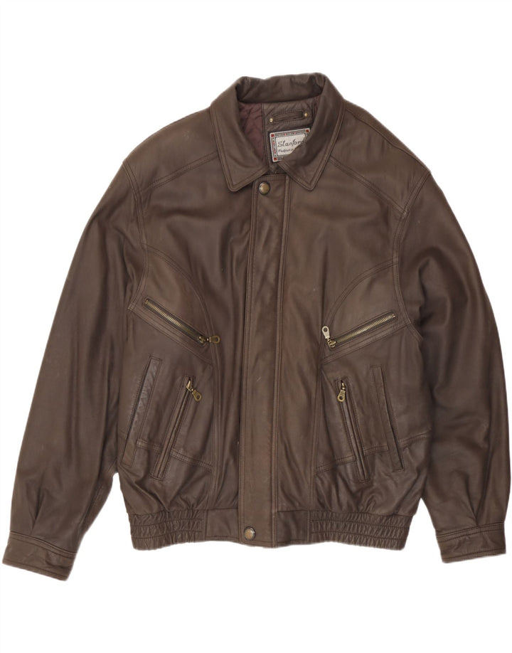 Giacca in pelle da uomo Stanford EU 54 2XL Pelle marrone
