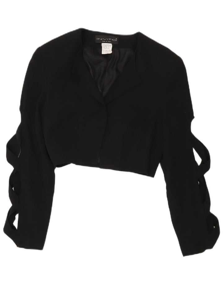 Giacca Bolero vintage da donna IT 44 media acetato nero
