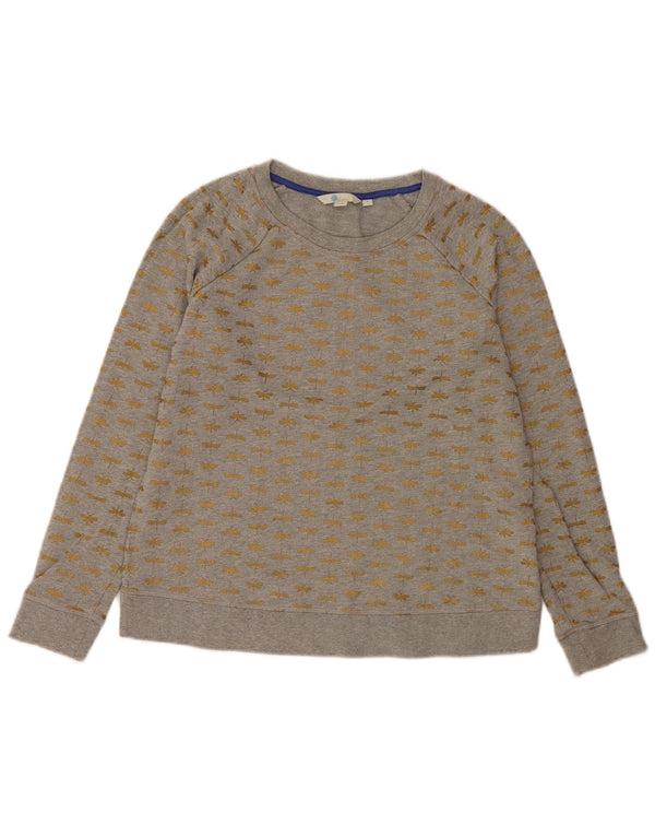 Felpa da donna Boden con motivo astratto, maglione UK 14, cotone grigio medio