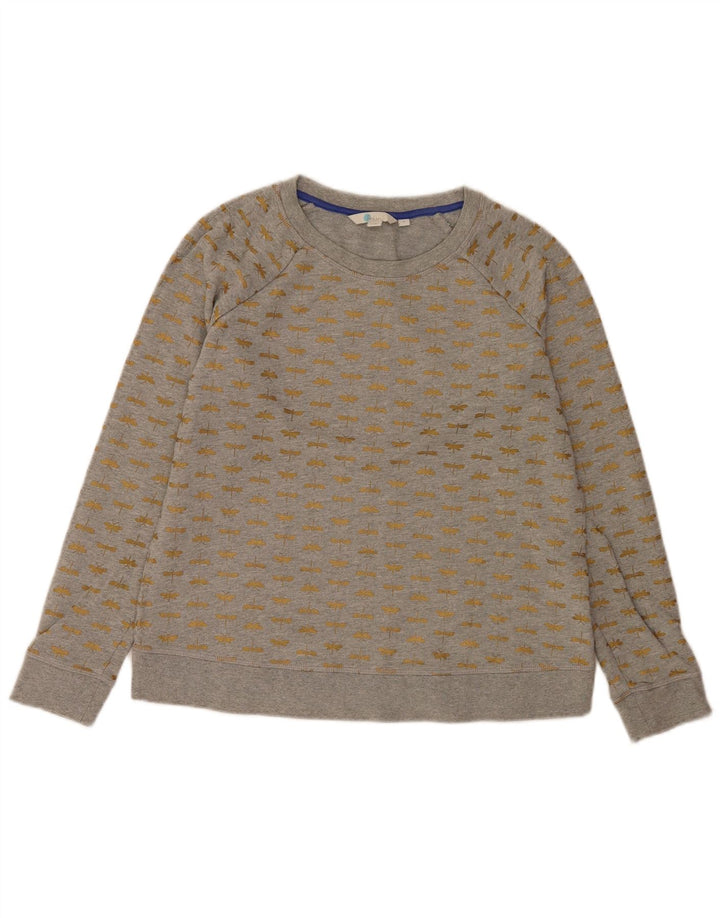 Felpa da donna Boden con motivo astratto, maglione UK 14, cotone grigio medio
