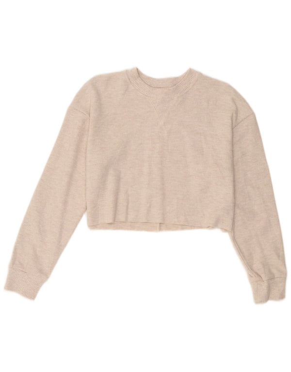 Maglione corto girocollo oversize da donna Zara UK 10 piccolo Beige