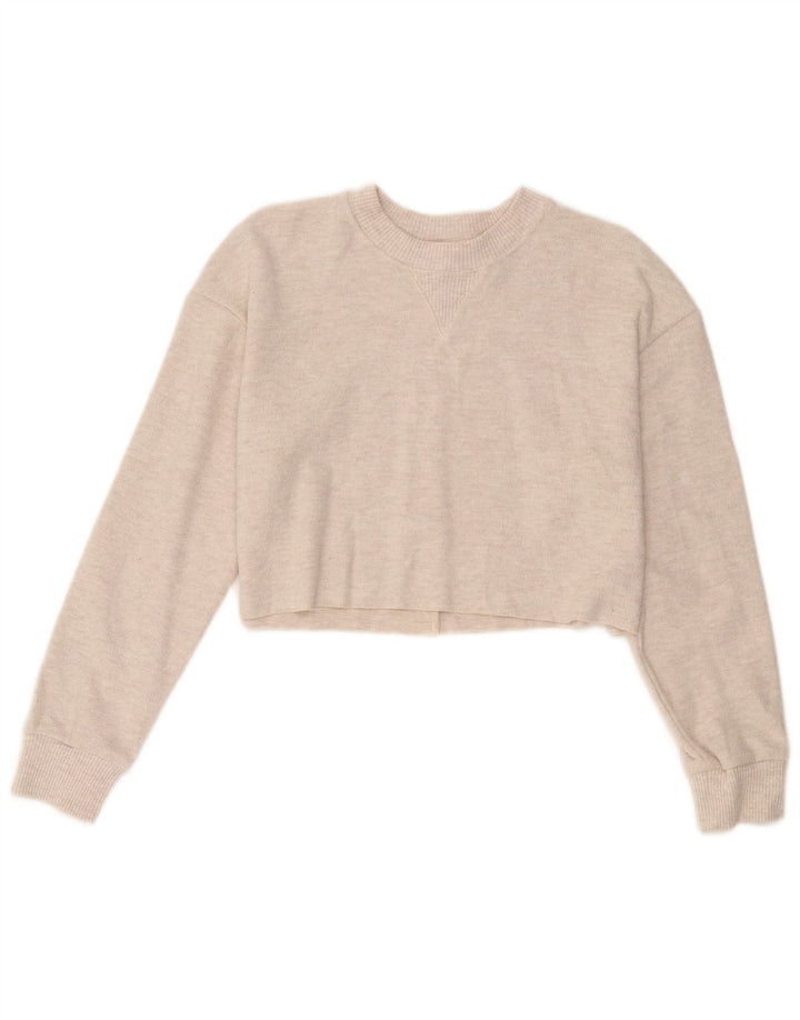 Maglione corto girocollo oversize da donna Zara UK 10 piccolo Beige