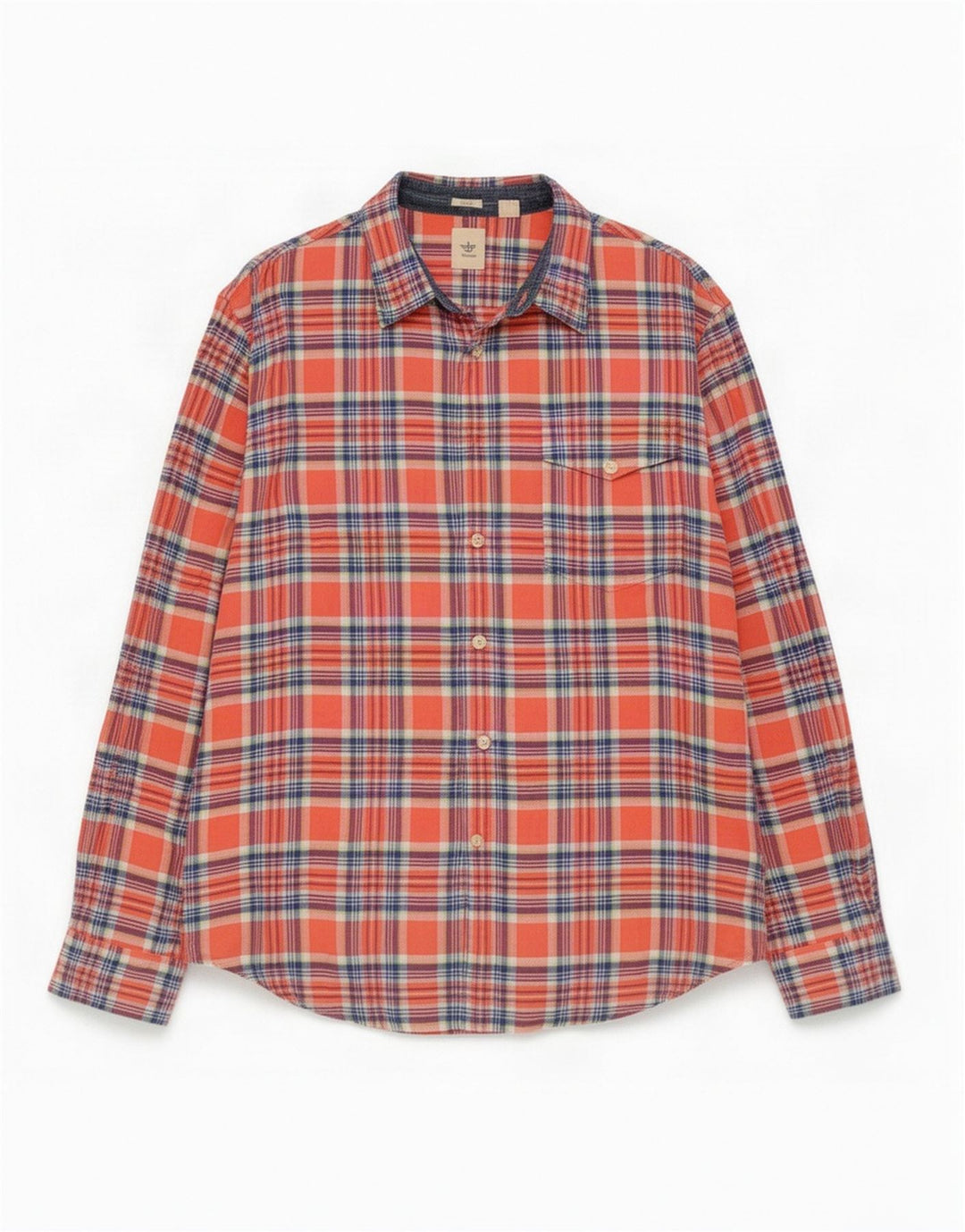 Camicia da uomo aderente in flanella Dockers, motivo a quadri arancioni grandi