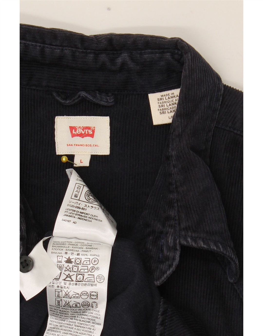 Camicia da uomo in velluto a coste Levi's grande in cotone blu navy