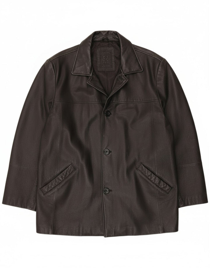 Giacca in pelle vintage da uomo UK 40 grande in pelle nera