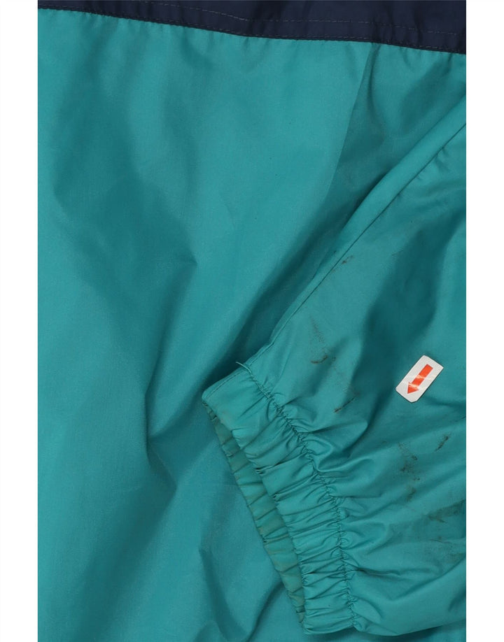 VINTAGE Mens Hooded Rain Jacket UK 40 Large Blue Colourblock Polyamide