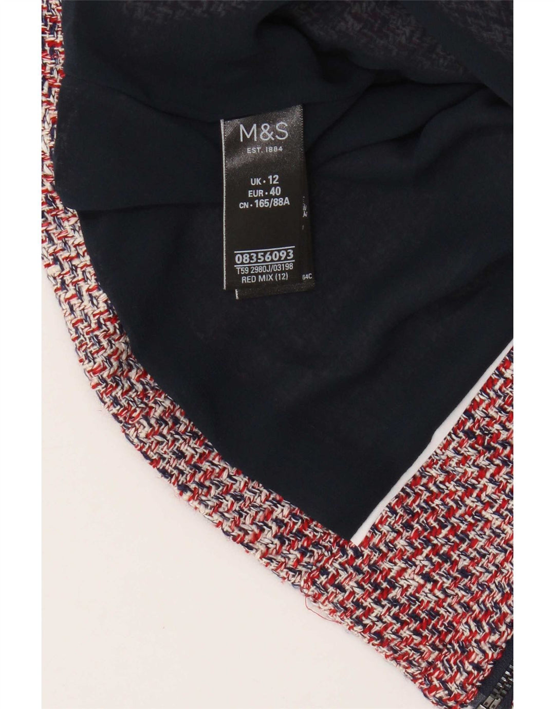 Giacca blazer corta da donna Marks & Spencer UK 12 cotone medio rosso screziato