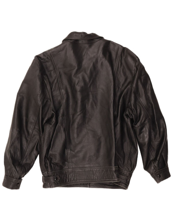 Giacca in pelle da uomo VINTAGE UK 40 grande nera