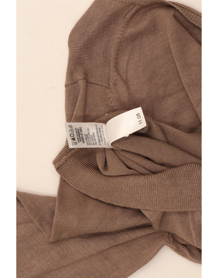 Maglione da donna con scollo a V Marks & Spencer UK 12 Viscosa marrone medio