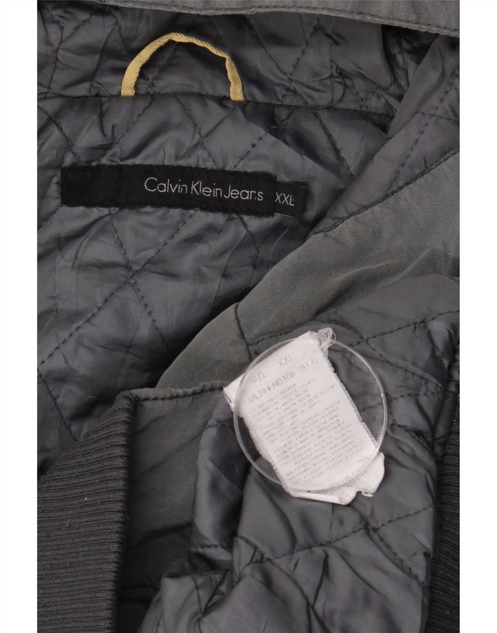 Giubbotto bomber con cappuccio da uomo Calvin Klein Jeans UK 44 2XL poliestere grigio