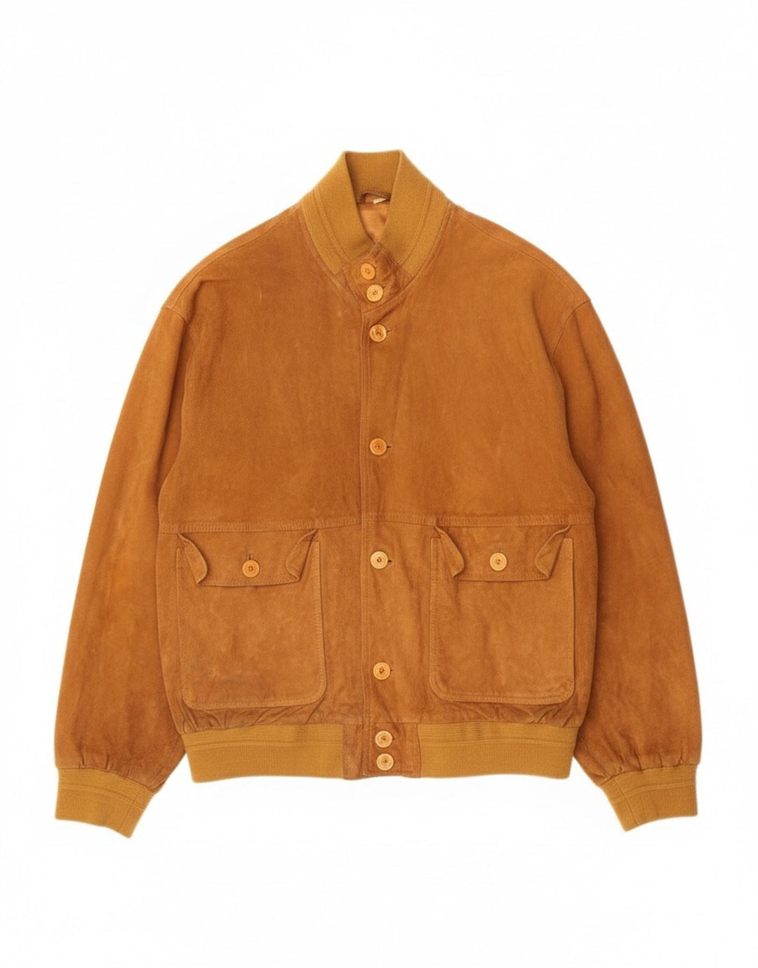 Giubbotto bomber vintage in pelle scamosciata da uomo IT 50 grande in pelle beige