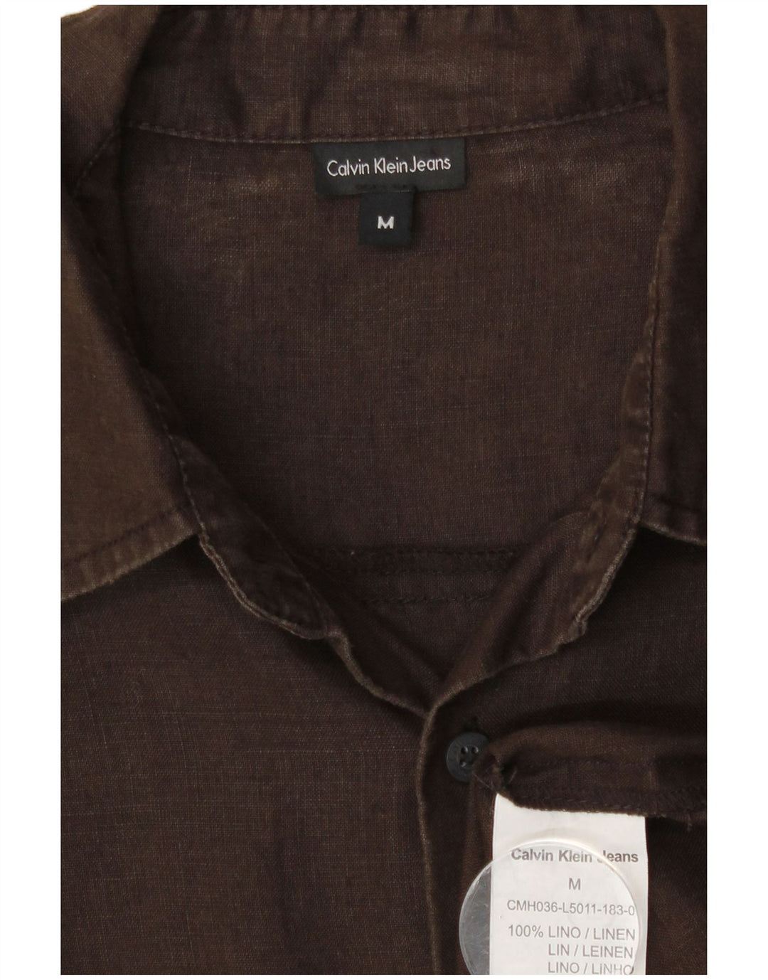 Camicia da uomo Calvin Klein Jeans in lino marrone medio