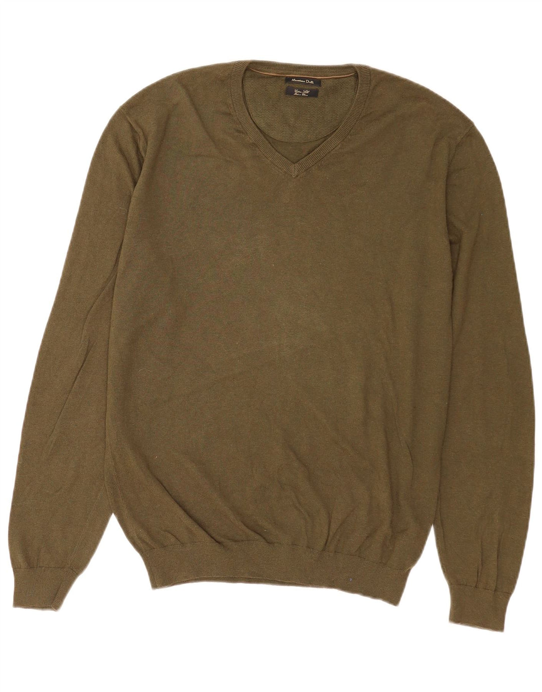 Massimo Dutti Maglione da uomo con scollo a V XL in cotone kaki