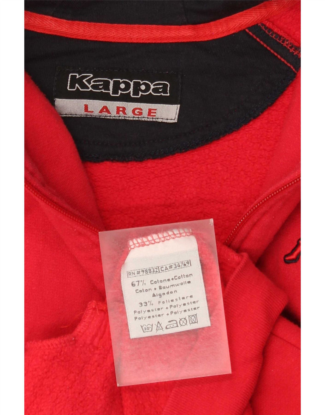 Maglione con cappuccio e zip da uomo Kappa grande rosso in cotone