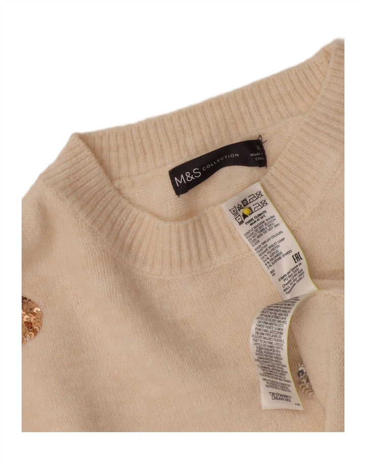 Maglione maglione girocollo da donna Marks & Spencer UK 18 XL bianco sporco