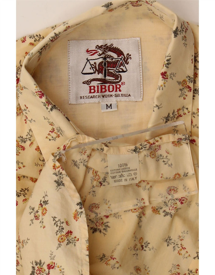 Camicia vintage da uomo in cotone floreale giallo medio