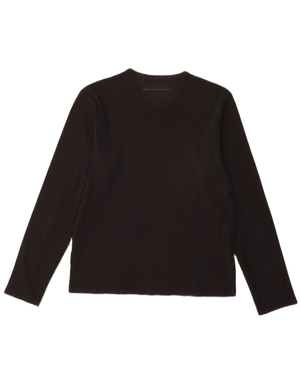 SERGIO TACCHINI Top da donna manica lunga UK 12 medio cotone nero