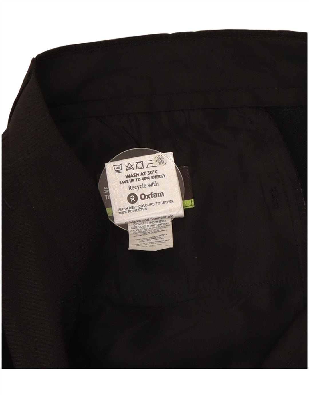 Pantaloni chino dritti da uomo Marks & Spencer W36 L29 poliestere nero