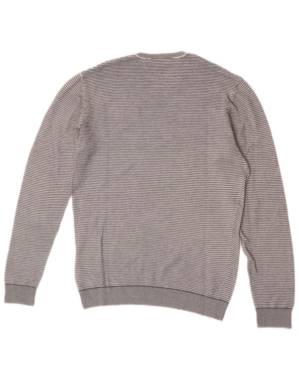 Maglione maglione girocollo da uomo Lacoste taglia 3 piccolo cotone a righe grigie