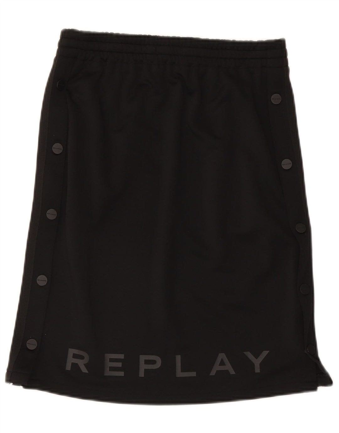 Gonna grafica da donna Replay piccola W27 sportiva in poliestere nero