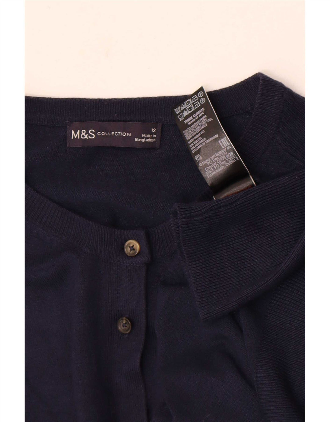 Maglione cardigan da donna Marks & Spencer UK 12 Viscosa blu navy medio