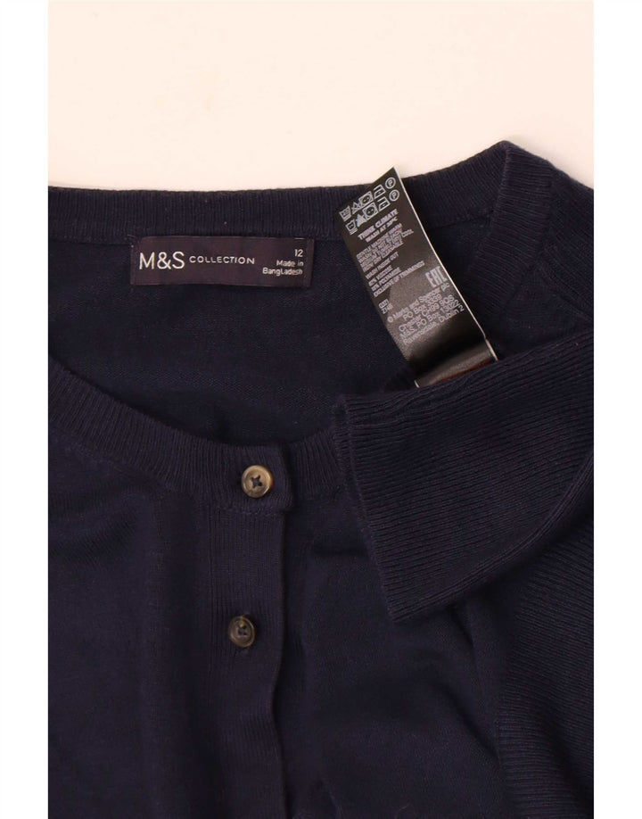 Maglione cardigan da donna Marks & Spencer UK 12 Viscosa blu navy medio