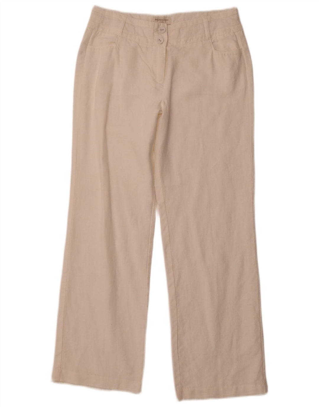 MONSOON Pantaloni casual dritti da uomo UK 10 Small W30 L29 Lino bianco