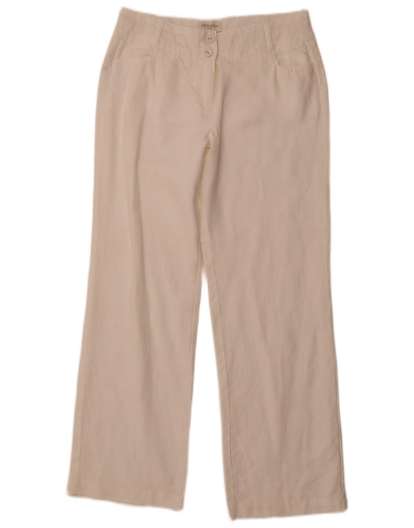 MONSOON Pantaloni casual dritti da uomo UK 10 Small W30 L29 Lino bianco