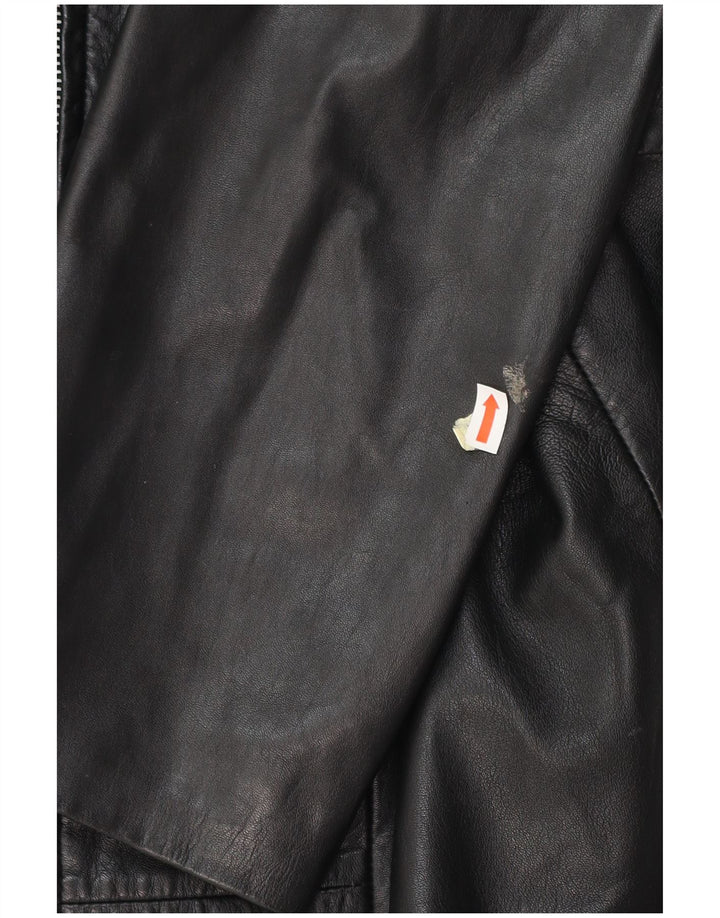 GERRY WEBER Cappotto in pelle da donna UK 16 Grande pelle nera