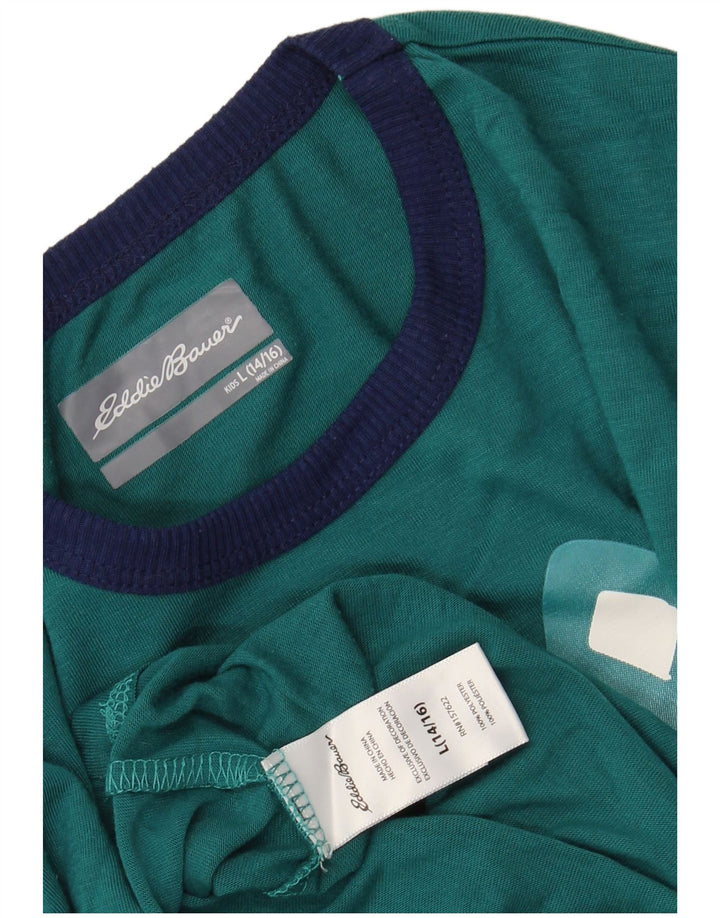EDDIE BAUER Maglietta grafica da bambino a maniche lunghe 13-14 anni Grande Verde