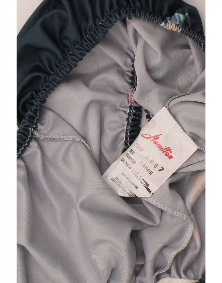 HAMILTON Womens Maxi Dress UK 14 Large Blue Floral Polyester Vintage Hamilton and Second-Hand Hamilton from Messina Hembry 