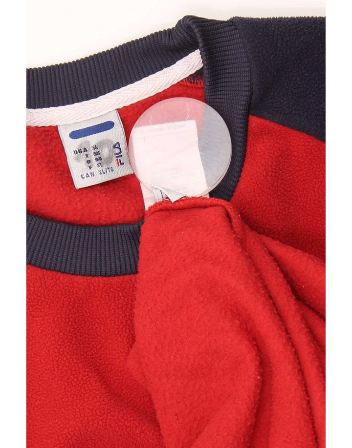 Maglione in pile grafico da uomo Fila XL Poliestere color block rosso