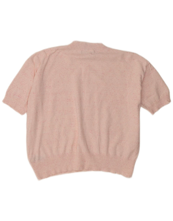 Maglione maglione girocollo da donna Marks & Spencer UK 16 grande rosa screziato