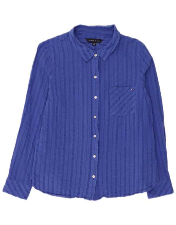 Camicia da donna Tommy Hilfiger UK 16 cotone a righe grandi blu